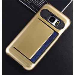 Samsung Galaxy S7 Edge Card Slots Hybrid Case (Champagne Gold)